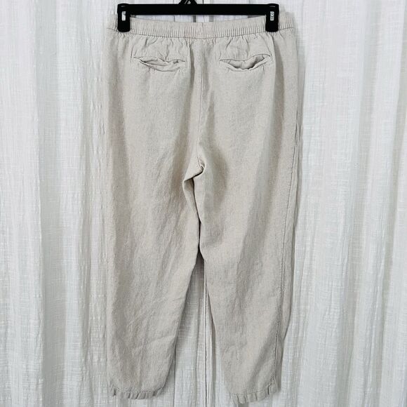 Old Navy Off White Linen Blend Casual Pocketed Womens Cropped Pants -Size Medium - Picture 5 of 7